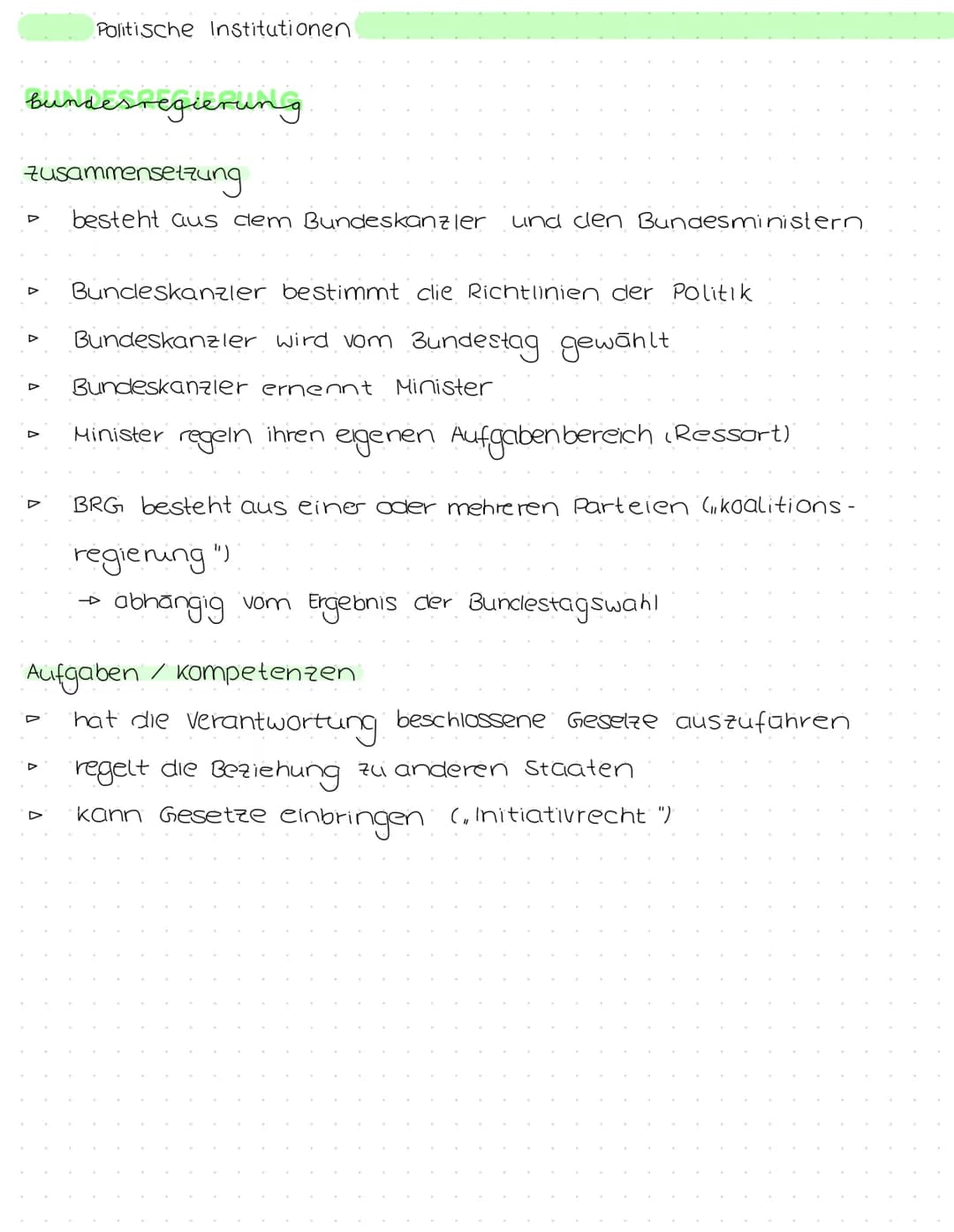 Politische Institutionen
bundestag
Parlament ( Volksvertretung der Bundesrepublik Deutschland).
Aufgaben
D
Wahl des Bundeskanzlers
Wahl des 