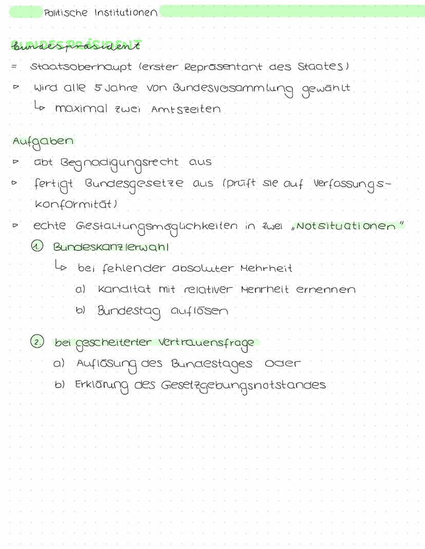 Politische Institutionen
bundestag
Parlament ( Volksvertretung der Bundesrepublik Deutschland).
Aufgaben
D
Wahl des Bundeskanzlers
Wahl des 