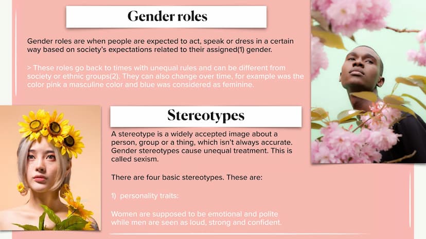 Gender
Stereotypes/gender roles
Glass ceiling effect
Gender - gap
Gender identity
Samantha - Serafine Wagner 9/2
M4 Gender roles
Gender role