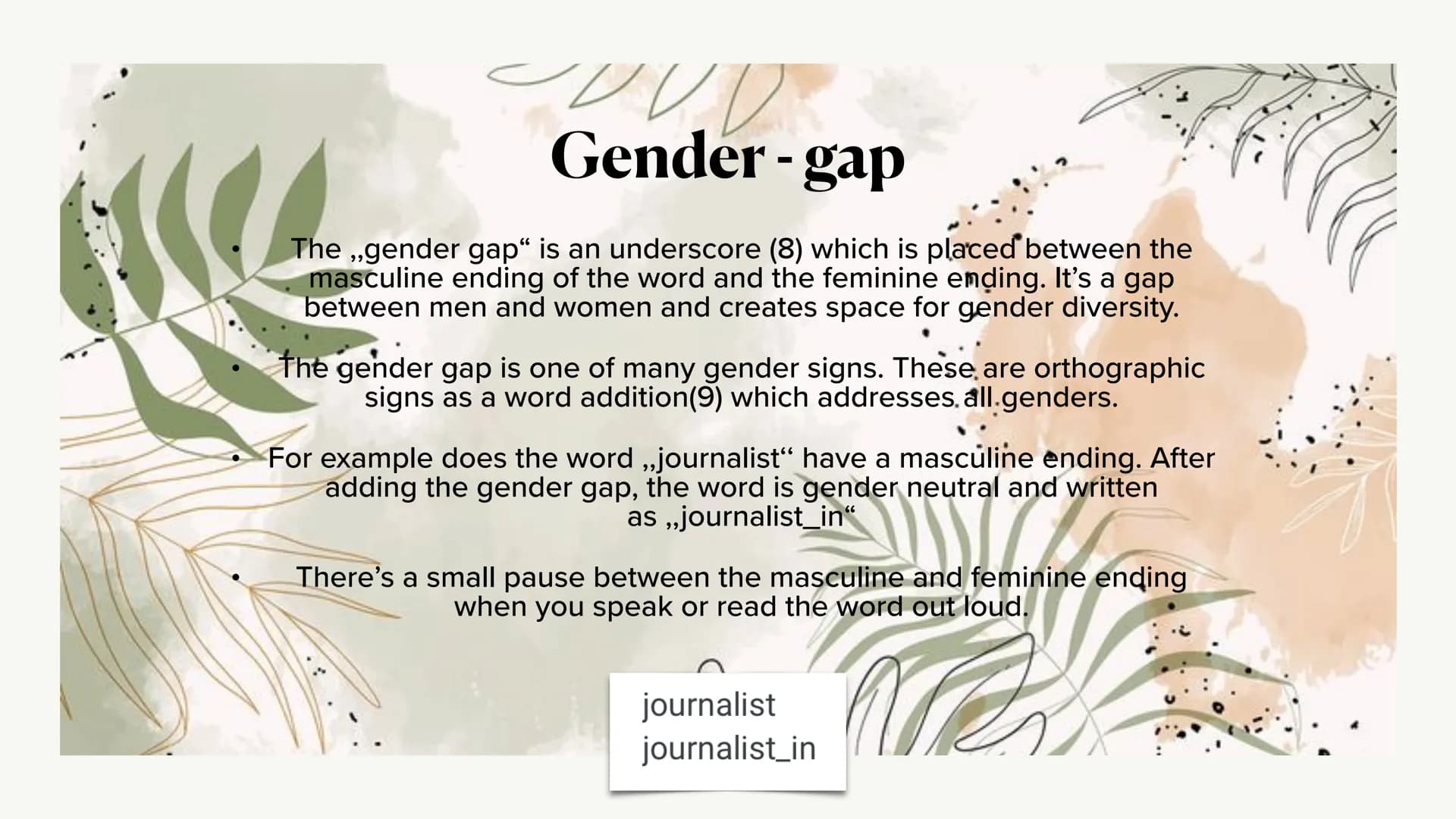 Gender
Stereotypes/gender roles
Glass ceiling effect
Gender - gap
Gender identity
Samantha - Serafine Wagner 9/2
M4 Gender roles
Gender role