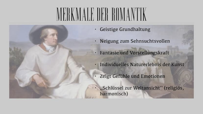 ROMANTIK ●
●
●
Grunddaten zu der Romantik
Merkmale der Romantik
Geschichtlicher Hintergrund
Musik und Literatur
Kunstwerke
Künstler der Roma