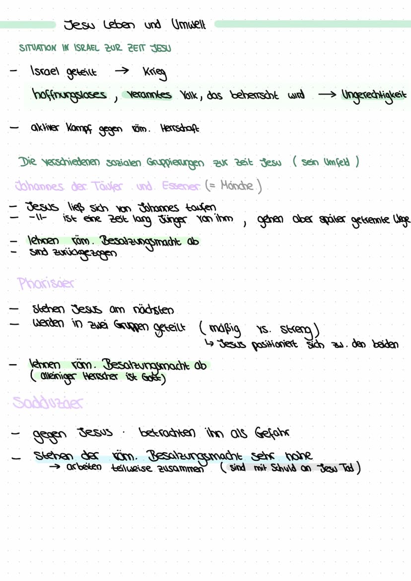 Reli Klausur Nr. A
Wer ist Jesus ?
2 Seiten:
Grundlegende Informationen
Christus
1 Jesus
Jesus Christus: der von Gott Gesalbte, der Messias
