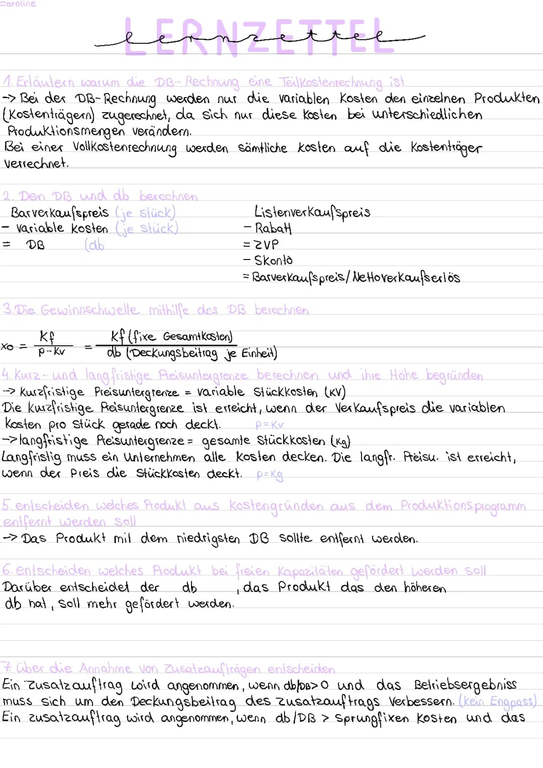 Teilkostenrechnung & Vollkostenrechnung