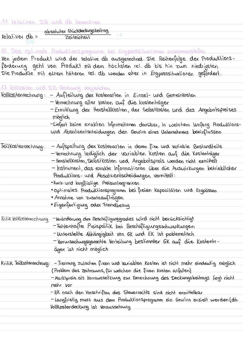 Caroline
ecanzettee
1. Erläutern warum die DB-Rechnung eine Teilkostenrechnung ist
→> Bei der DB-Rechnung werden nur die variablen Kosten de