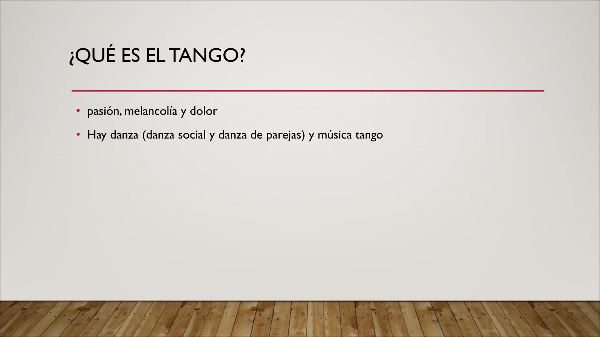 TANGO
PRESENTACIÓN DE EMILY POLCH ESTRUCTURA
●
●
●
●
1. Hechos
●
1.1 ¿Qué es el tango? (Danza y Música)
1.2 ¿De dónde viene el tango?
1.3 Ev