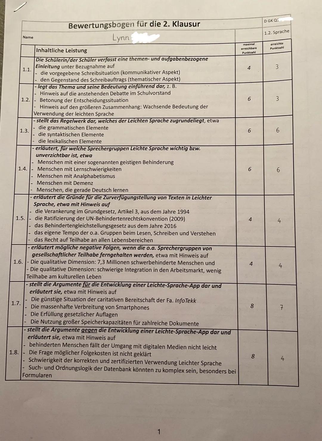 20
D GK
Datum 29.11.2021
•
Kurs
.
-1-
Name
Lehrkraft
10 Ein Deutschkurs Ihrer Schule hat sich im Unterricht mit dem Thema
Leichte Sprache" b