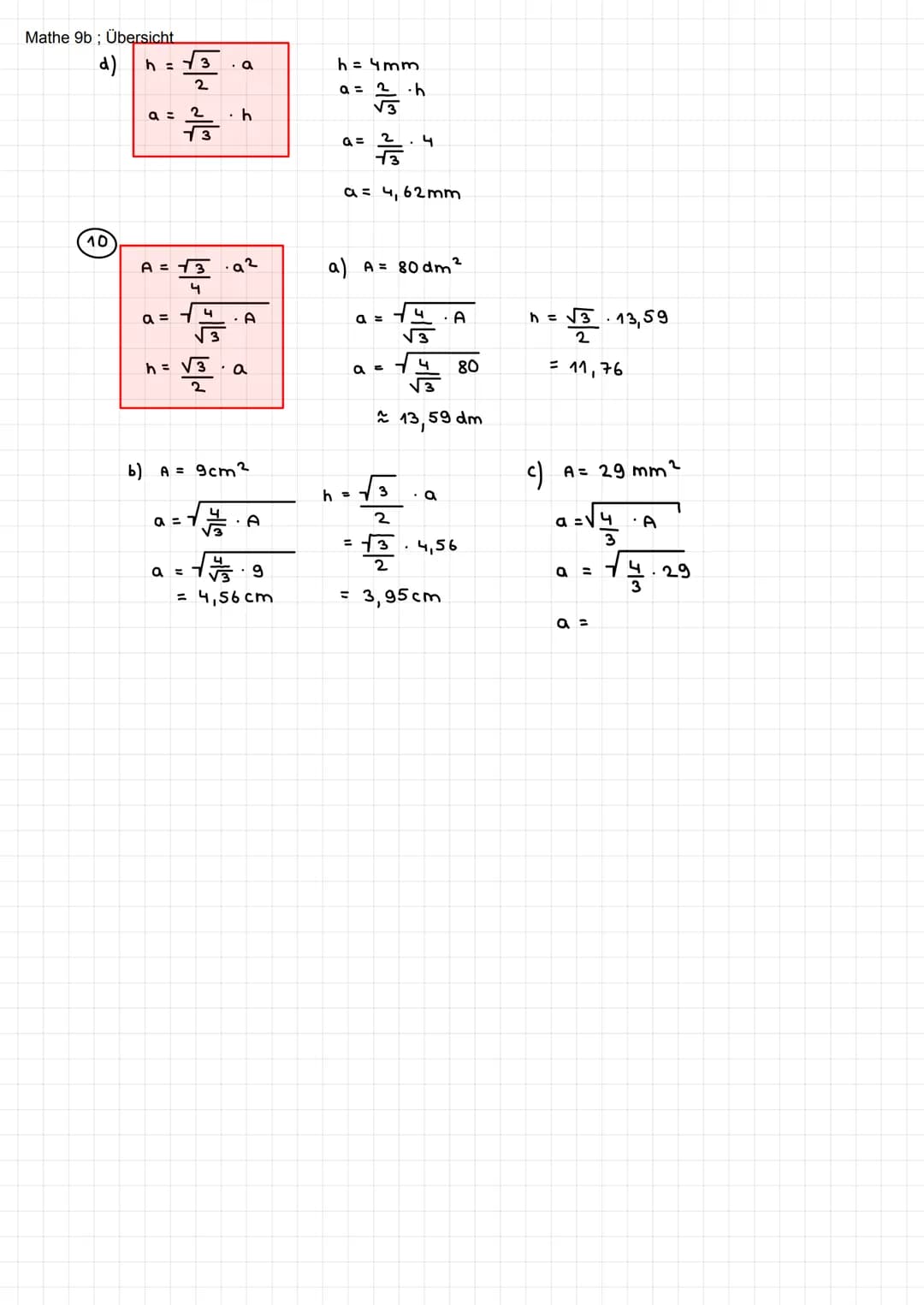 Mathe 9b; Übersicht
Satz des Pythagoras
Der Satz des Pythagoras gilt nur in rechtwinkligen Dreiecken!
- Der Satz des Pythagoras besagt:
Die 