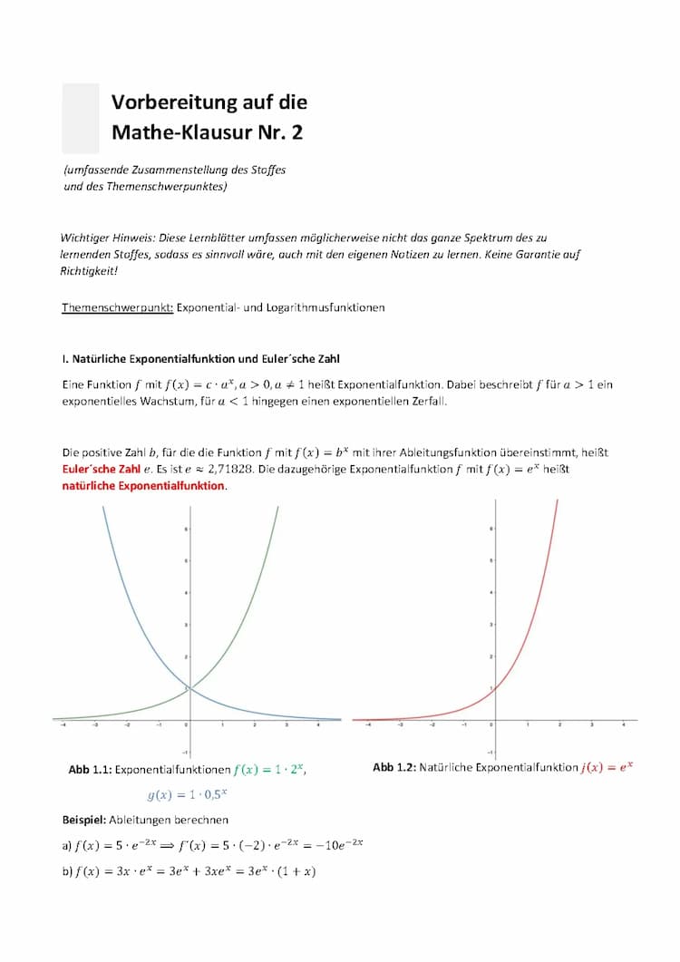 Know Natürliche Exponential- und Logarithmusfunktion thumbnail