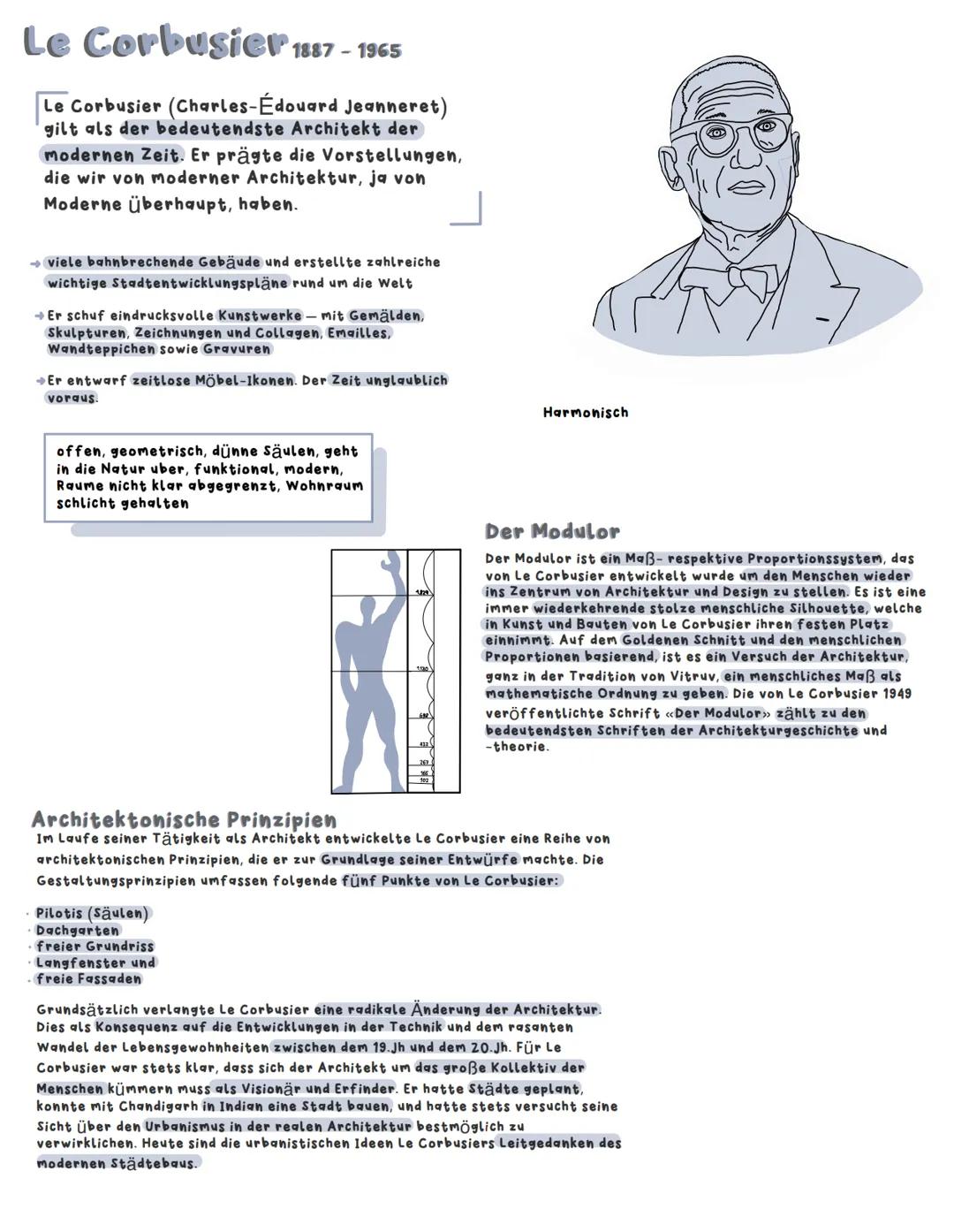 Le Corbusier 1887-1965
Le Corbusier (Charles-Édouard Jeanneret)
gilt als der bedeutendste Architekt der
modernen Zeit. Er prägte die Vorstel