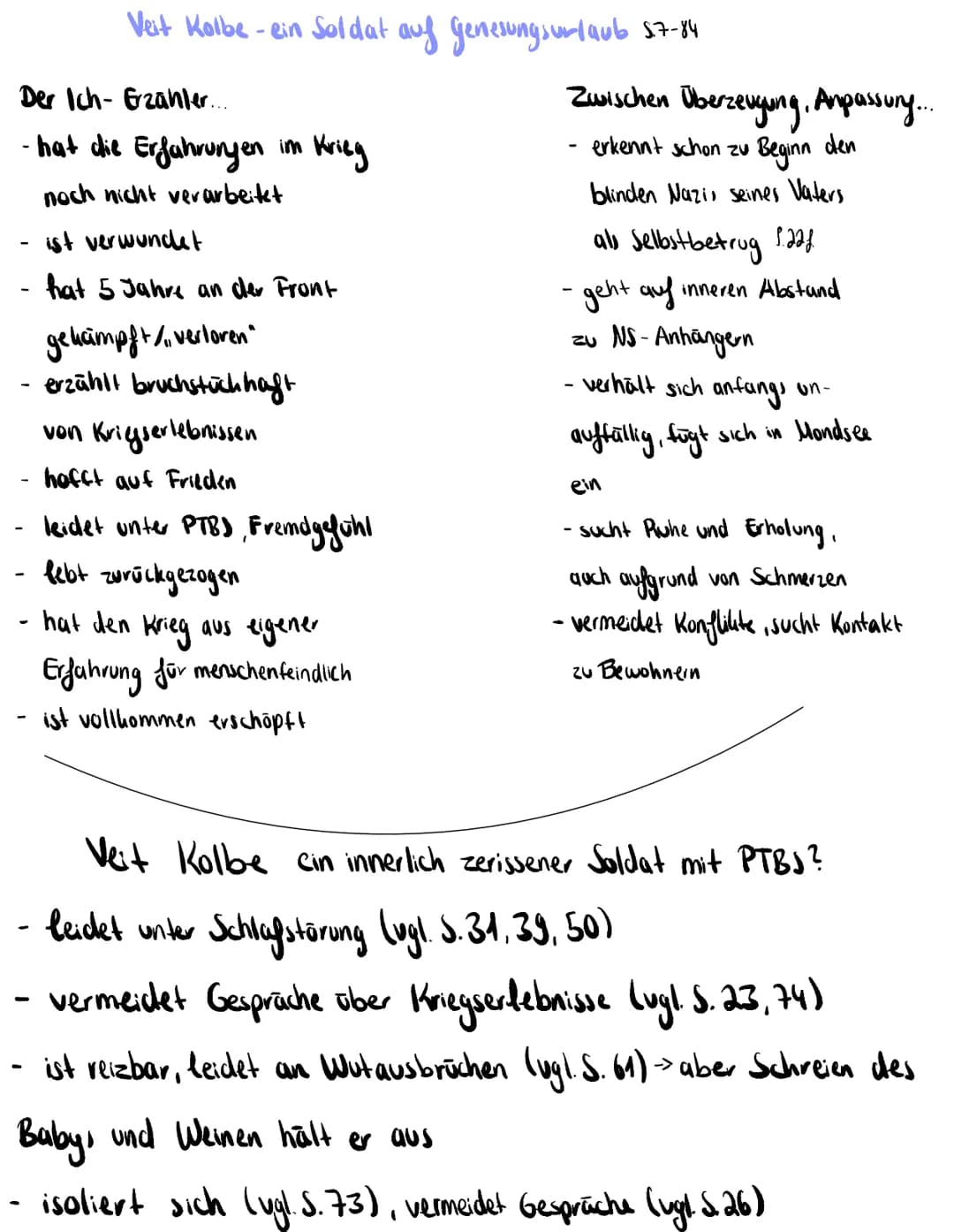 Der Ich-Erzahler...
hat die Erfahrungen im Krieg
noch nicht verarbeitet
-
Veit Kolbe - ein Soldat auf genesungsurlaub 57-84
ist verwundet
ha