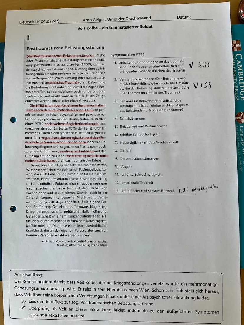 Der Ich-Erzahler...
hat die Erfahrungen im Krieg
noch nicht verarbeitet
-
Veit Kolbe - ein Soldat auf genesungsurlaub 57-84
ist verwundet
ha