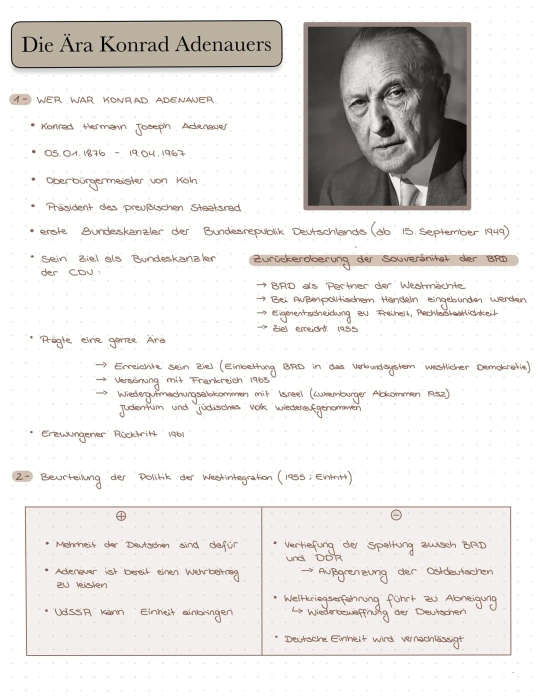 Die Ära Konrad Adenauers
WER WAR KONRAD. ADENAUER
• Konrad Hermann Joseph Adenaver.
05.01.1876
Oberbürgermeister
• erste
Präsident des preuß