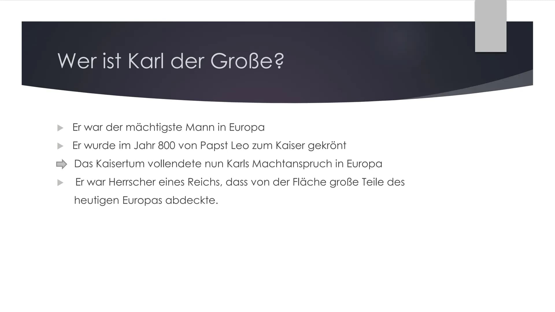 Trägt Karl der Große seinen Namen
zu Recht und gilt er als Vater
Europas? Gliederung
1. Wer ist Karl der Große?
2. Reich von Karl
3. Fazit W