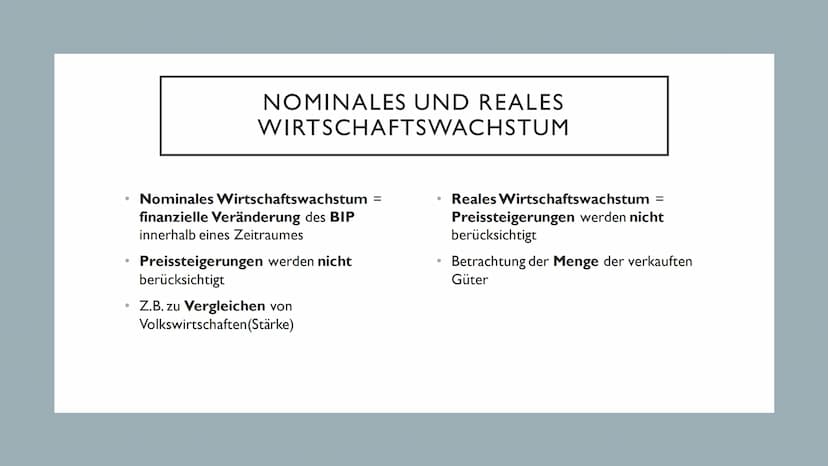 WIRTSCHAFTSWACHSTUM INHALTSANGABE
●
●
●
●
●
●
Wirtschaftswachstum Definition
Bruttoinlandsprodukt(BIP) Definition
BIP berechnen
Nominales un