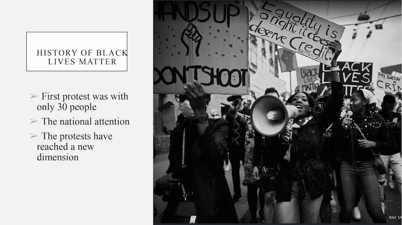 BLACK LIVES MATTER
A presentation by
Name TABLE OF CONTENT
➤ Keywords
➤ What is "Black Lives Matter"?
➤ When was "Black Lives Matter" founde