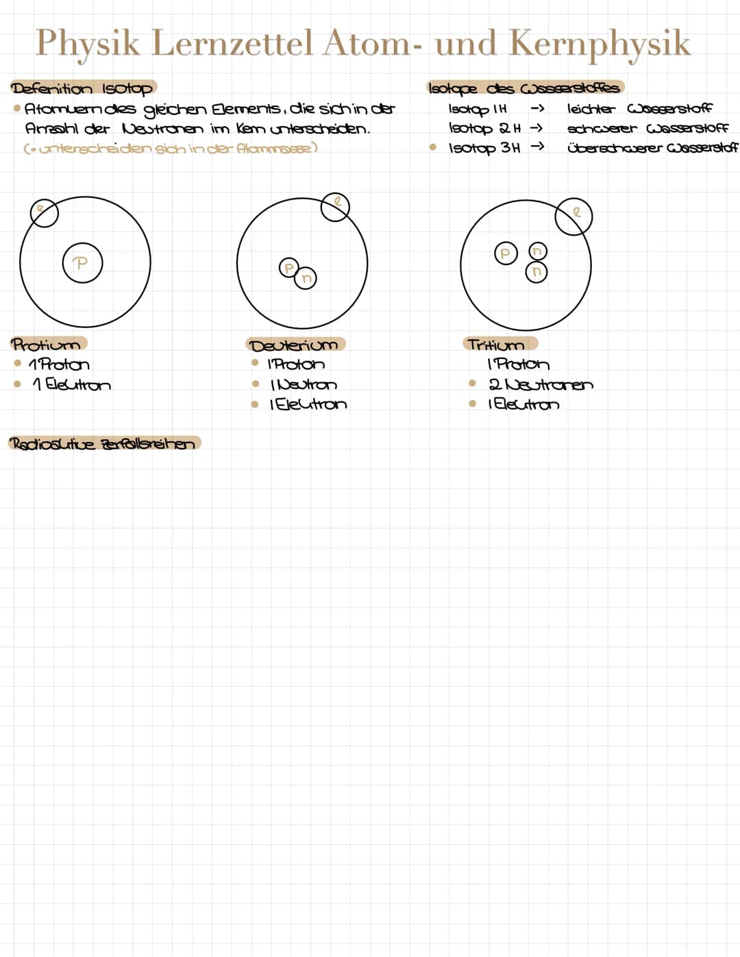 Physik Lernzettel Atom- und Kernphysik
Aufbau von Atornen (mit Atornschreibweise)
14-> Massenzahl 14 (= Protonen +Neutronen im Alamuemm)
C->