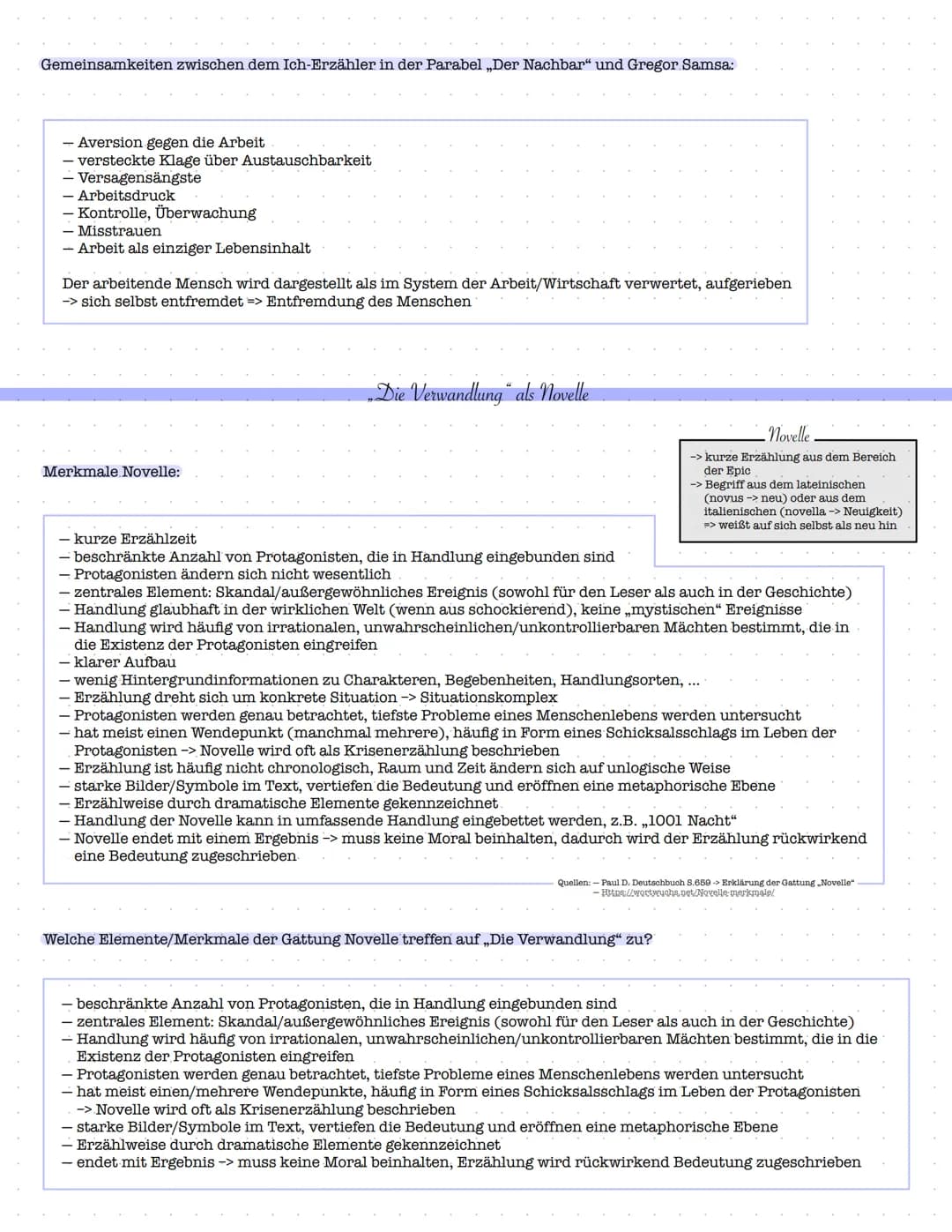 1. Die Verwandlung" - Franz Kafka
-Geschehen/Handlung/Ereignis
Gregor Samsa wacht ,,verwandelt" auf
-> Auslöser für jede weitere Handlung
- 