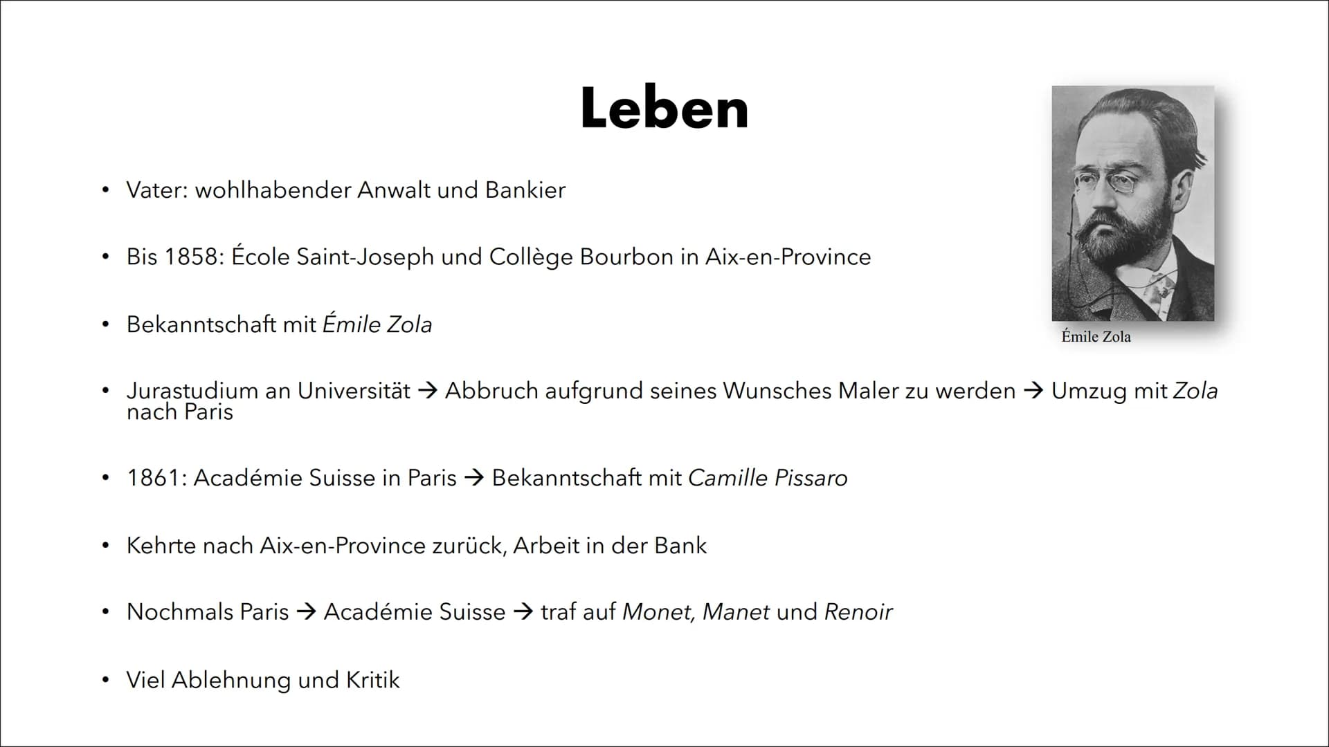 Paul Cézanne Gliederung
●
●
●
●
Allgemeine Informationen
Leben
Seine Malweise
Werke
Metamorphosen
Quellen Allgemeine
Informationen
●
Französ