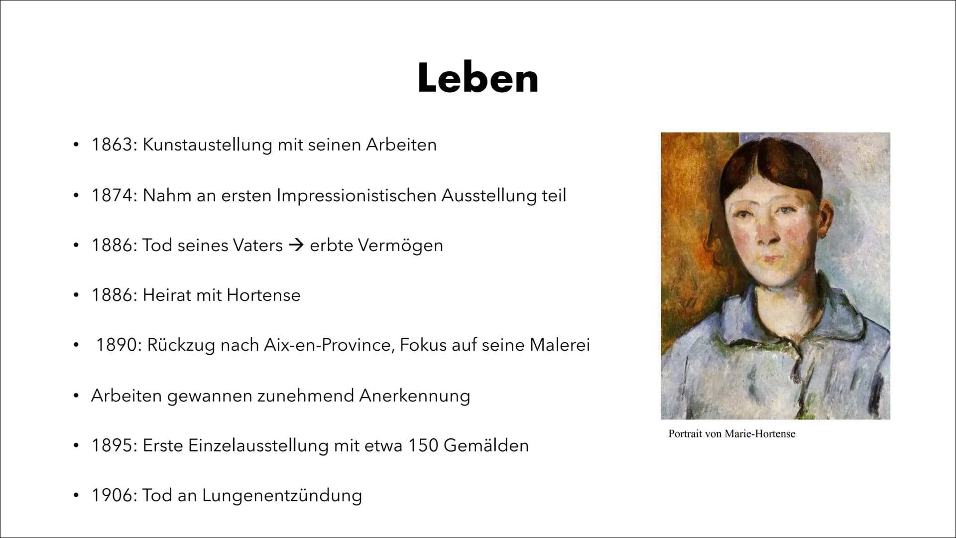 Paul Cézanne Gliederung
●
●
●
●
Allgemeine Informationen
Leben
Seine Malweise
Werke
Metamorphosen
Quellen Allgemeine
Informationen
●
Französ