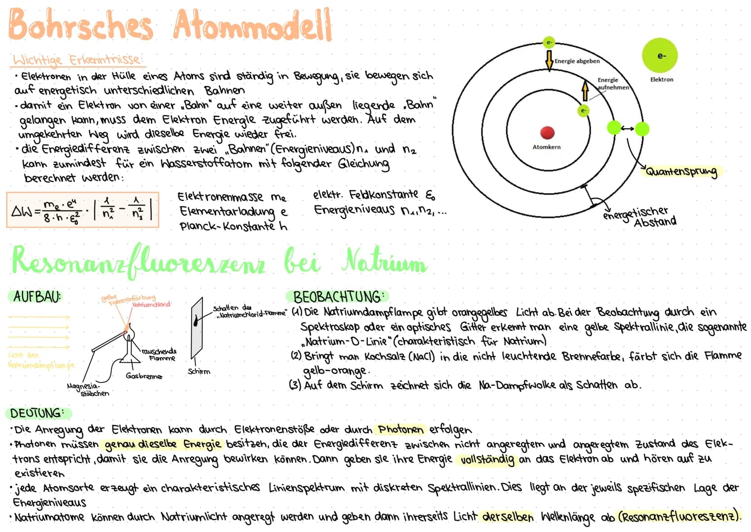 Bohrsches Atommodell
Wichtige Erkenntnisse
• Elektronen in der Hülle eines Atoms sind ständig in Bewegung, sie bewegen sich
auf energetisch 