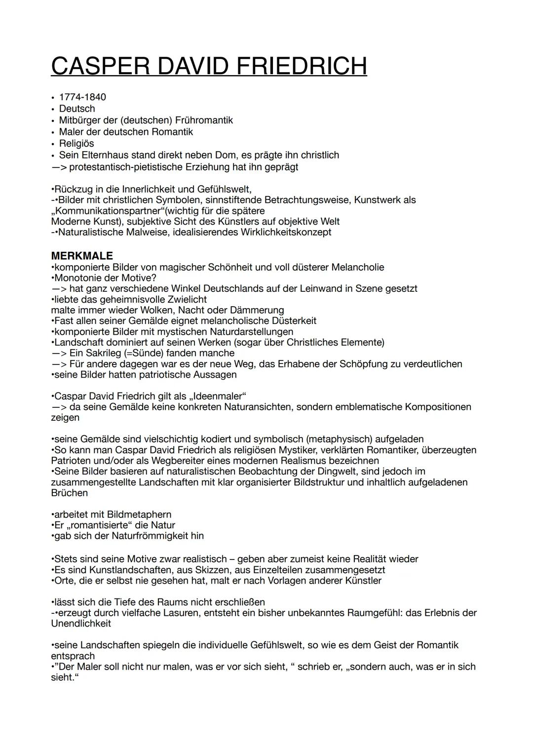 Casper David Friedrich Zusammenfassung Analyse Deutung  