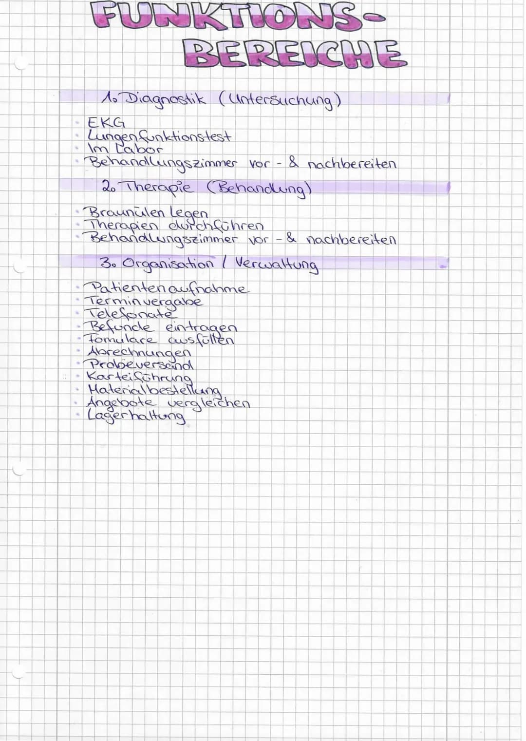 -EKG
4
FUNKTIONS-
BEREICHE
1. Diagnostik (Untersuchung)
*
Lungen funktionstest
Im Labor
♥
Behandlungszimmer vor & nachbereiten
20 Therapie (