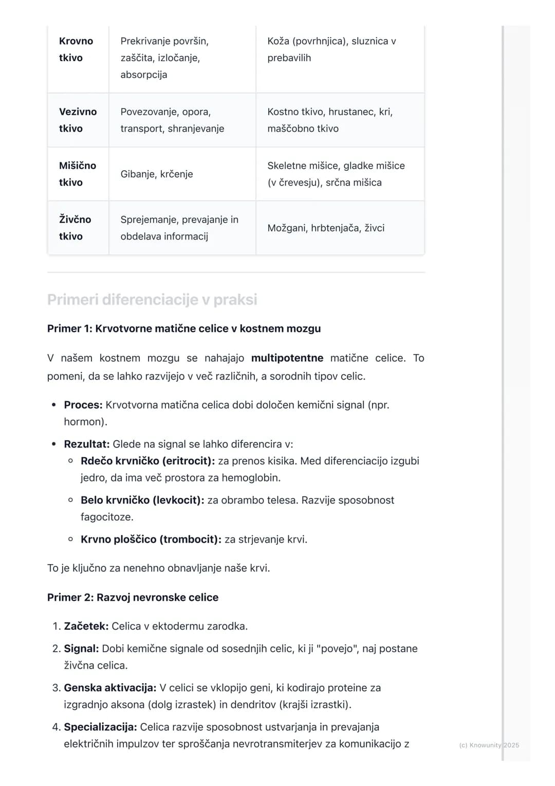 # Diferenciacija celic in
nastanek tkiv

Uvod v diferenciacijo celic

Vsi kompleksni, večcelični organizmi, kot smo ljudje, se začnemo kot e