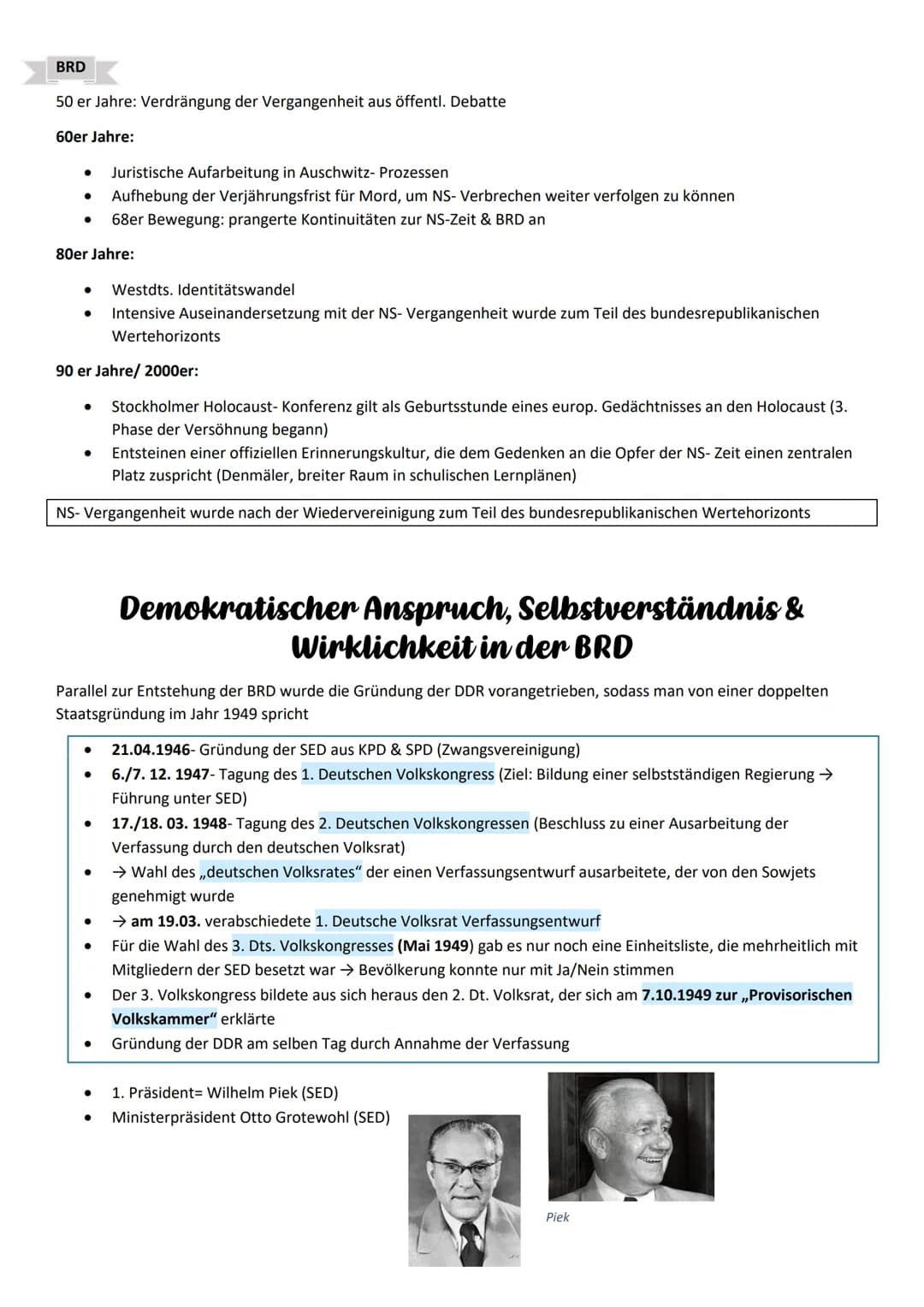 Umgang mit Belastungen aus der national-sozialistischen
Vergangenheit
BESATZUNGSMÄCHTE
Die alliierten setzen die auf der Potsdamer Konferenz