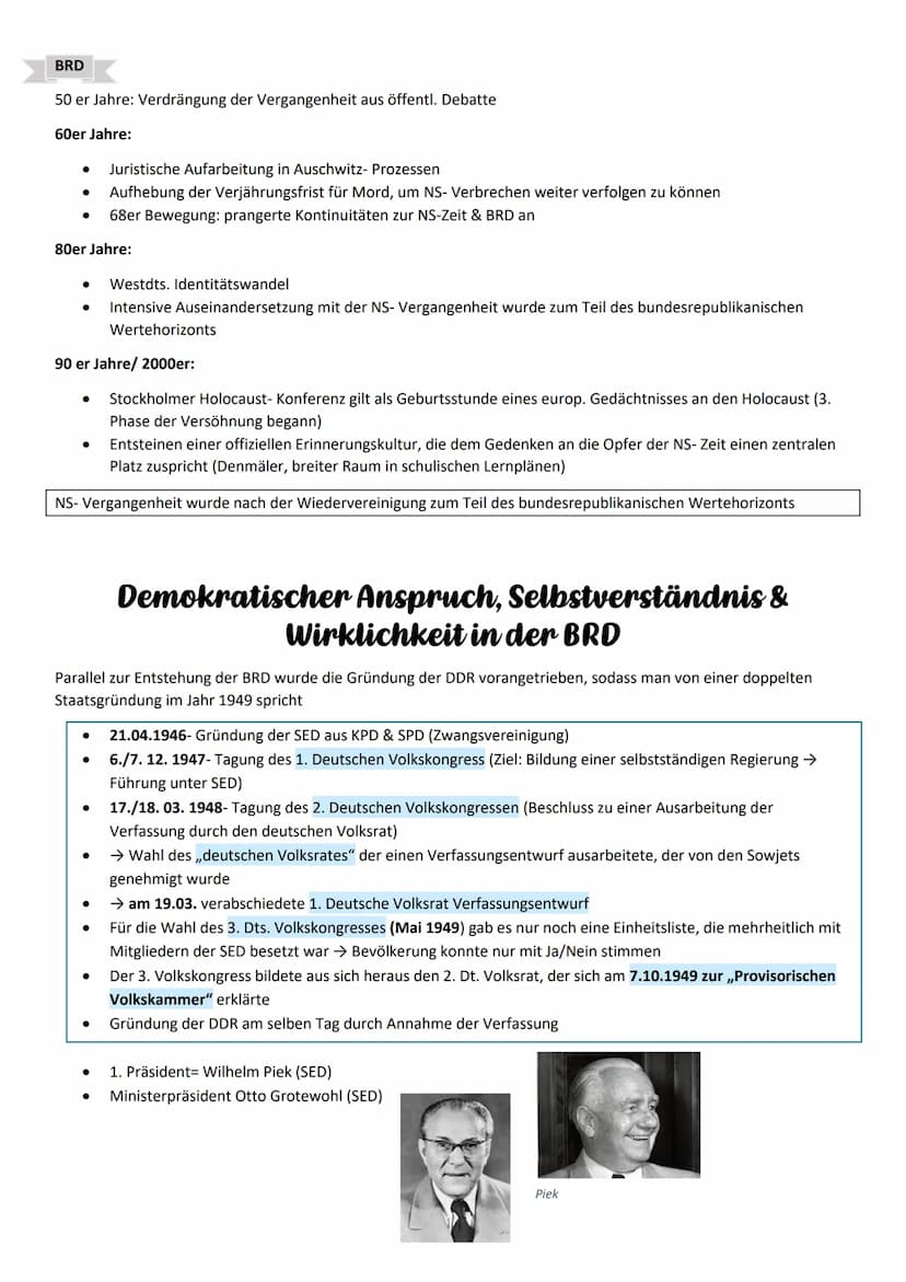 Umgang mit Belastungen aus der national-sozialistischen
Vergangenheit
BESATZUNGSMÄCHTE
Die alliierten setzen die auf der Potsdamer Konferenz