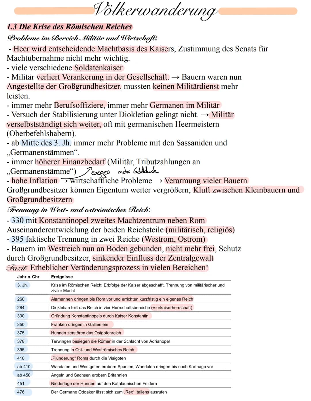 Völkerwanderung
1. Ursachen und Verlauf der Völkerwanderung
1.1 Die Situation des Römischen Reiches im 3. Jahrhundert
Erfolge des Gallienus 