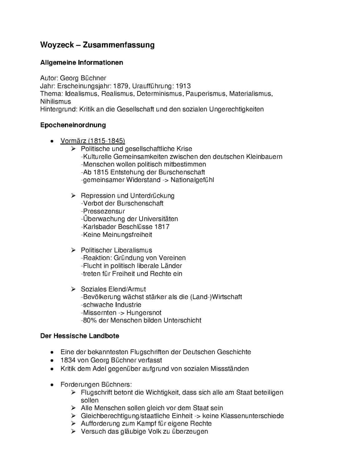 Woyzeck Zusammenfassung