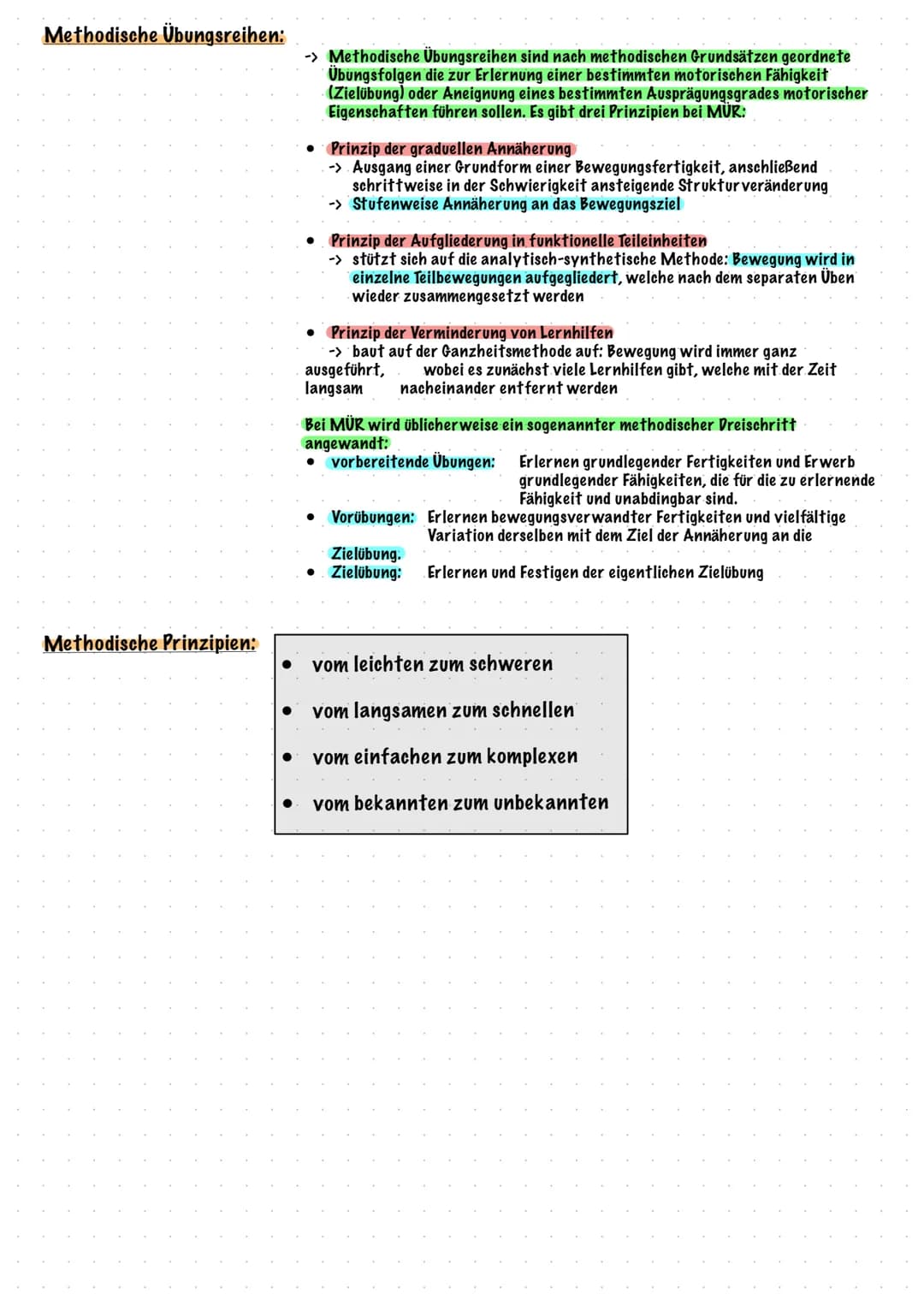 Bewegungslehre + Bewegunslernen Inhaltsverzeichnis
Thema
(1) Methoden zur Gestaltung von Lehr- und Lernwegen
Teillernmethode
Ganzheitsmethod