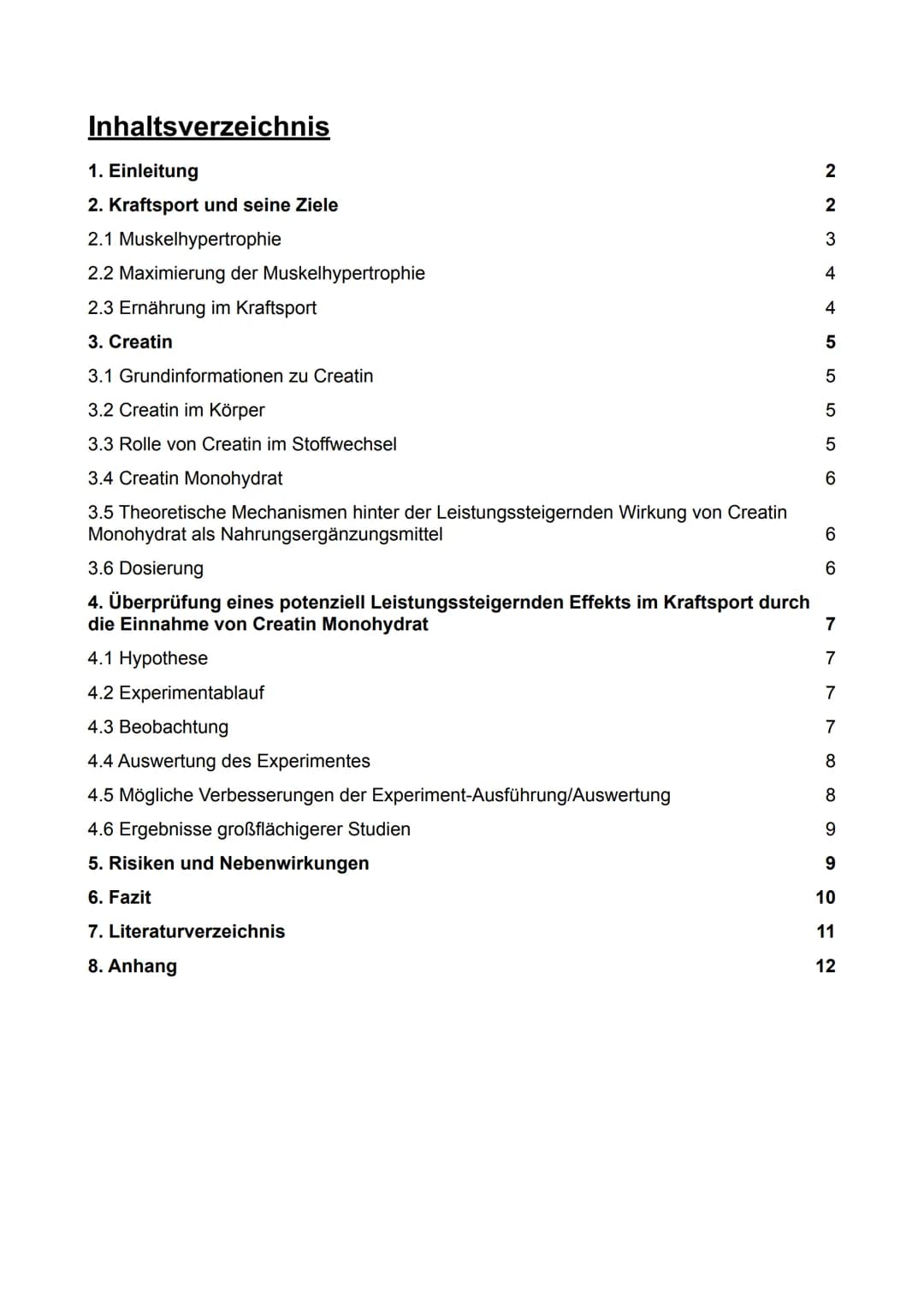 Auswirkungen der Einnahme von Creatin
Monohydrat im Kraftsport
C4H9N3O2
[4]
12
Facharbeit im Leistungskurs Biologie
Schuljahr 2022/23 Inhalt