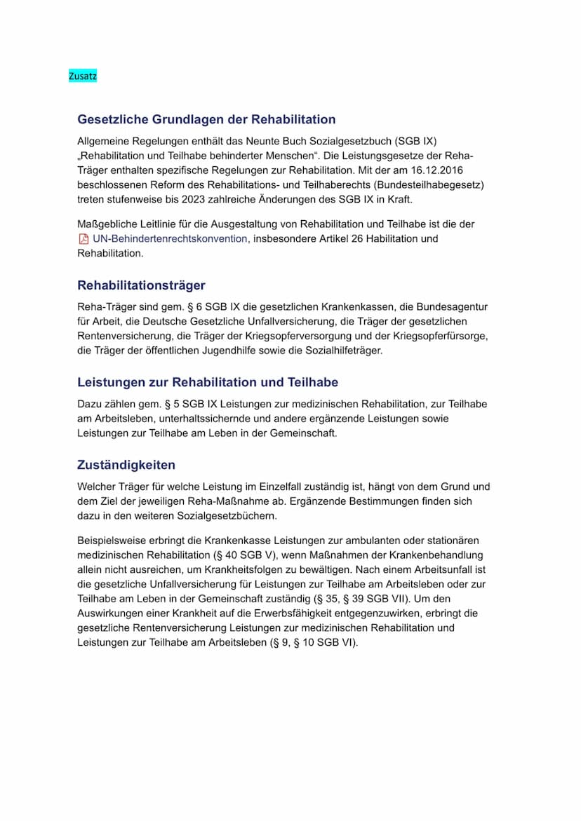 Examensthema: Rehabilitation + Rechtliche Aspekte
Gliederung
Definition
Ziele
Personengruppen
Formen
Rehabilitationsphasen
Träger
Definition