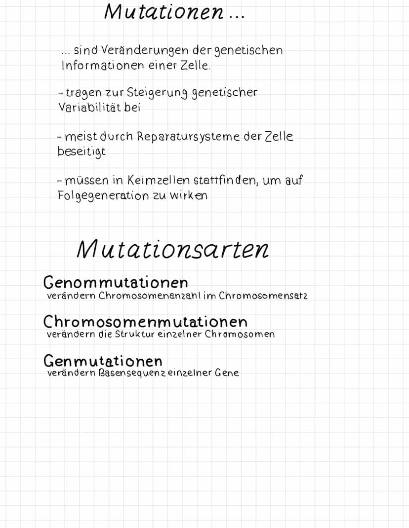 Veränderung
einzelner Gene
1. Genmutation
Chromosomen-
mutation
Veränderung der
Struktur eines
Chromosoms
strukturelle
DNA
Strukturveränderu