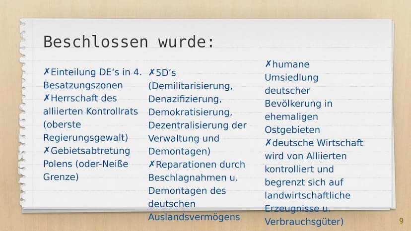 Von: Julia Dittmann
Die
Potsdamer
Konferenz
(17.07-02.08.1945) Gliederung
X Foto
X Erklärung
X Ziele der Siegermächte
X Beschlüsse
Xbildlich