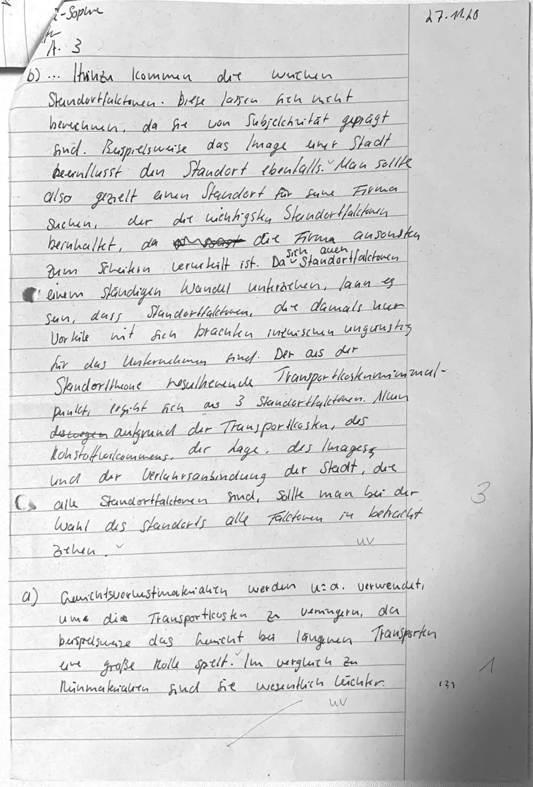 b)
Klasse 12
Geographie-Klausur
Aufgabe 1: Wirtschaft und Gesellschaft
a)
Um den Bedeutungswandel der Wirtschaft zu dokumentieren, hat Jean
