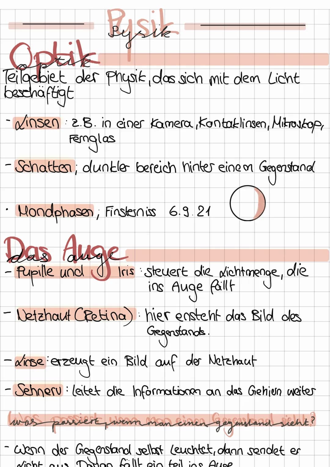 Bysik
Optik
Teilgebiet der Physik, das sich mit dem Licht
beschäftigt
Linsen: 2.B. in einer Kamera, kontaklinsen, Mikroskop,
Fernglas
- Scha