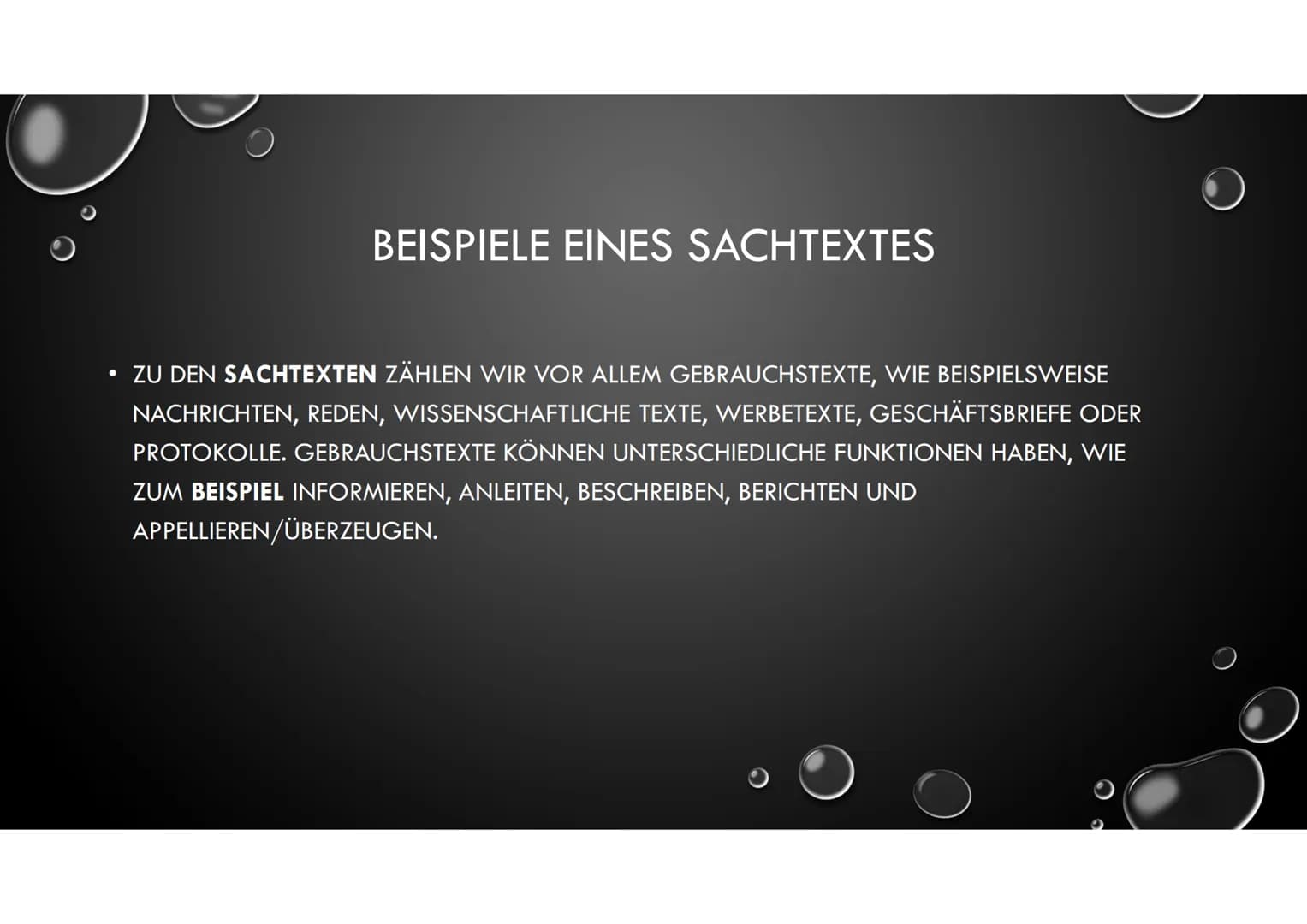 SACHTEXTE
DEUTSCH DEFINITION
• MIT DEM BEGRIFF SACHTEXT IST JEDER TEXT GEMEINT, DESSEN ABSICHT ES ÜBLICHERWEISE IST,
FAKTEN ZU LIEFERN UND Z