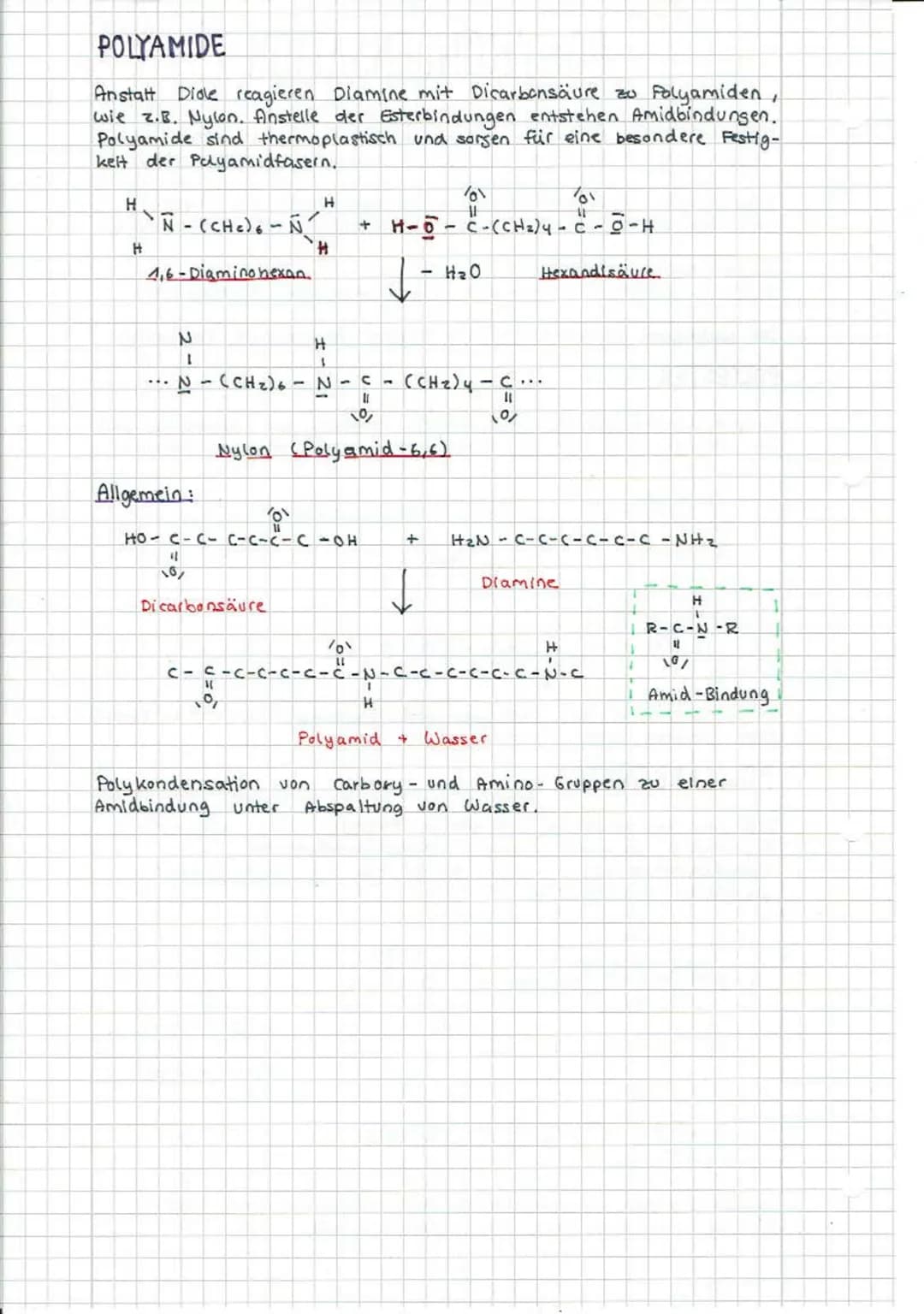 POLYKONDENSATION
Monomere reagieren mit zwei oder mehreren funktionellen.
Gruppen unter Abspaltung von kleinen Molekülen zu Polykondensate.
