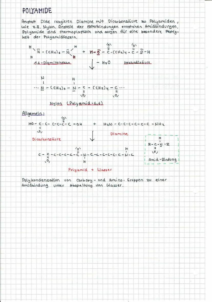 POLYKONDENSATION
Monomere reagieren mit zwei oder mehreren funktionellen.
Gruppen unter Abspaltung von kleinen Molekülen zu Polykondensate.
