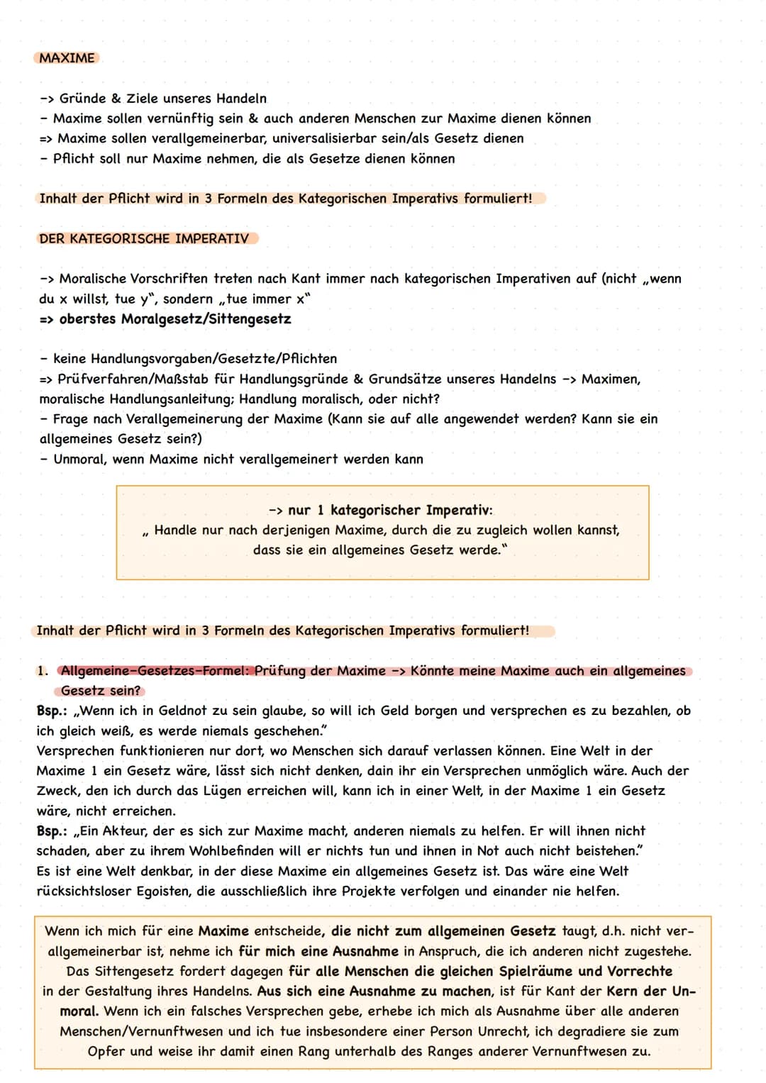 ALLGEMEINES
IMMANUEL KANT
-> Deontologie: to deon (Pflicht), Pflichtethik
= Kant (1724-1804)
Voraussetzung von Kantes Ethik -> Kants Mensche