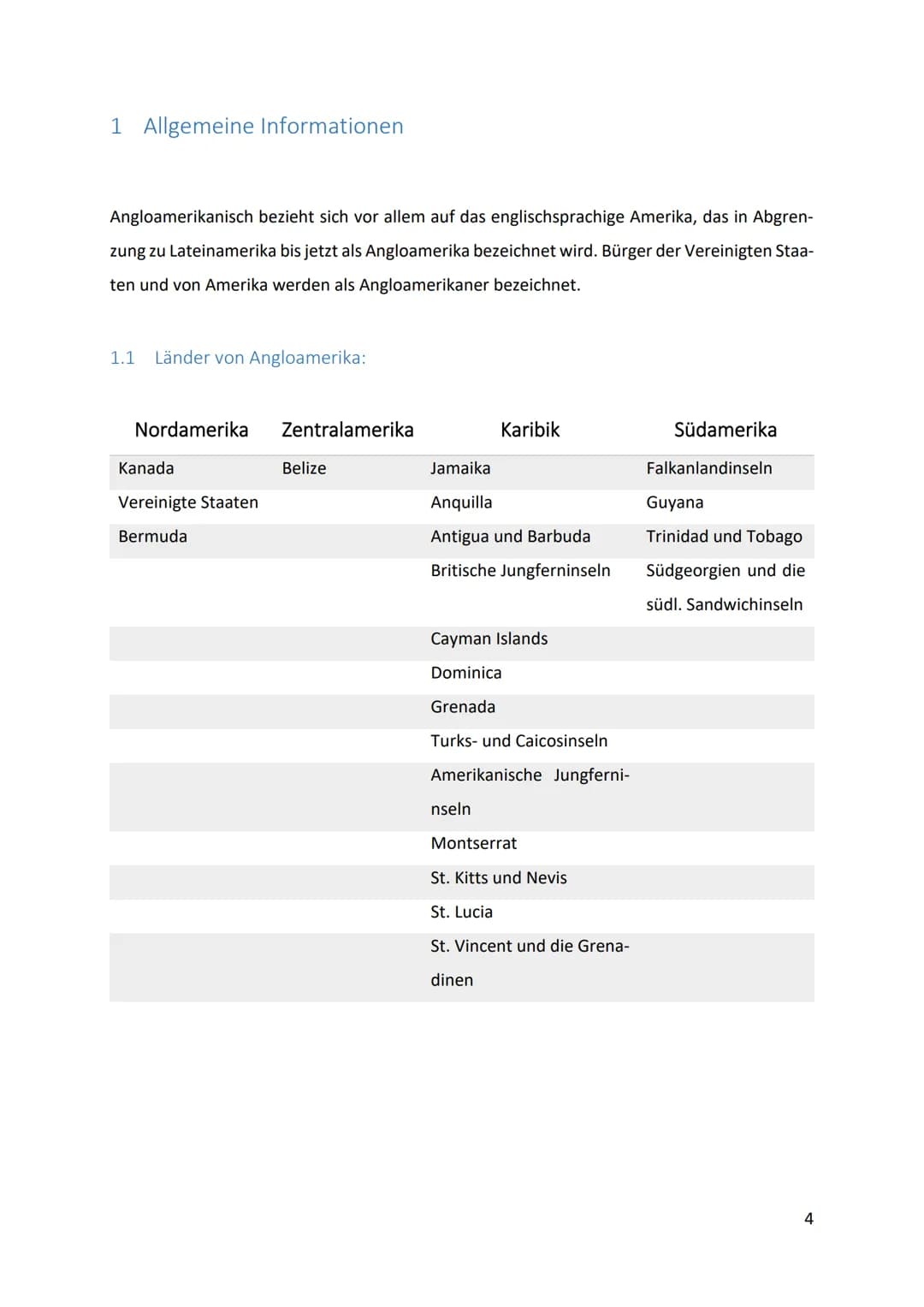 Angloamerikanischer Raum
1 Inhaltsverzeichnis
1 Allgemeine Informationen .....
2
1.1 Länder von Angloamerika:.....
Weltmacht Amerika
5
2.1 P