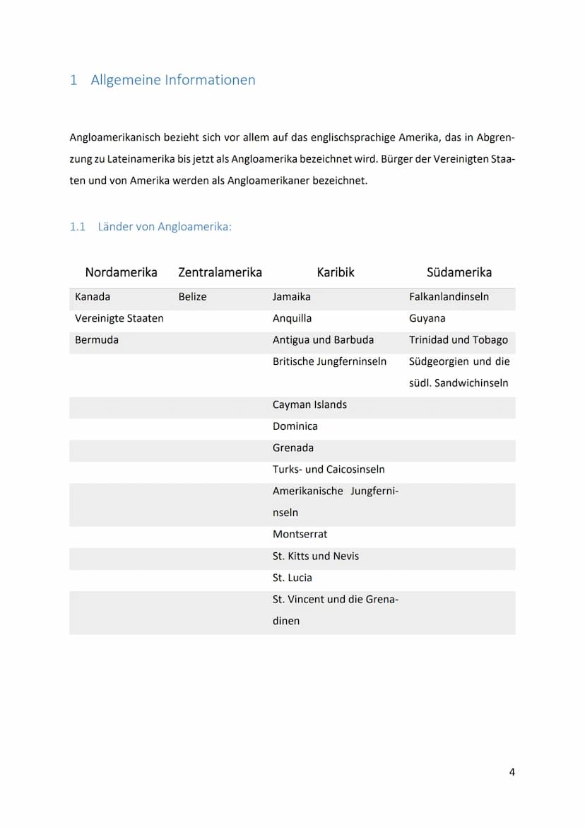 Angloamerikanischer Raum
1 Inhaltsverzeichnis
1 Allgemeine Informationen .....
2
1.1 Länder von Angloamerika:.....
Weltmacht Amerika
5
2.1 P