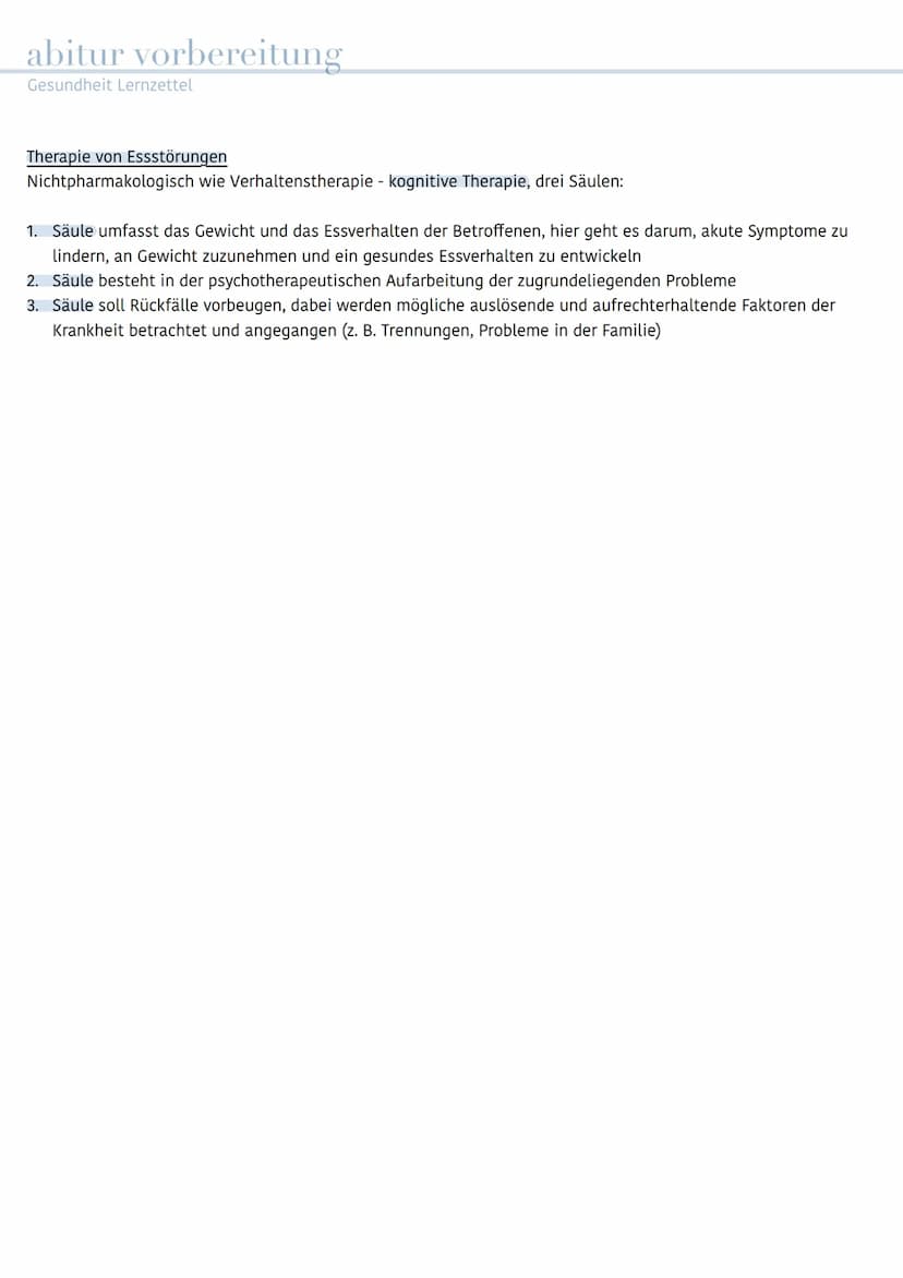 abitur vorbereitung
Gesundheit Lernzettel
Thema: Essstörungen
- Gesunde Ernährung - Anorexia nervosa - Bulimia nervosa - Binge-Eating-Störun