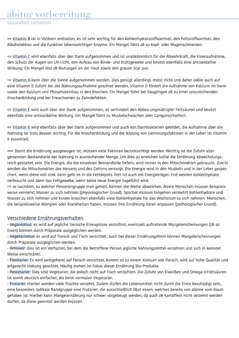 abitur vorbereitung
Gesundheit Lernzettel
Thema: Essstörungen
- Gesunde Ernährung - Anorexia nervosa - Bulimia nervosa - Binge-Eating-Störun