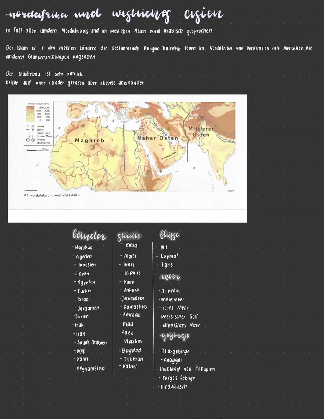 nordafriya und westliches cigien
In fast allen Ländern Nordafrikas und im westlichen Asien wird arabisch gesprochen..
Der Islam ist in den m