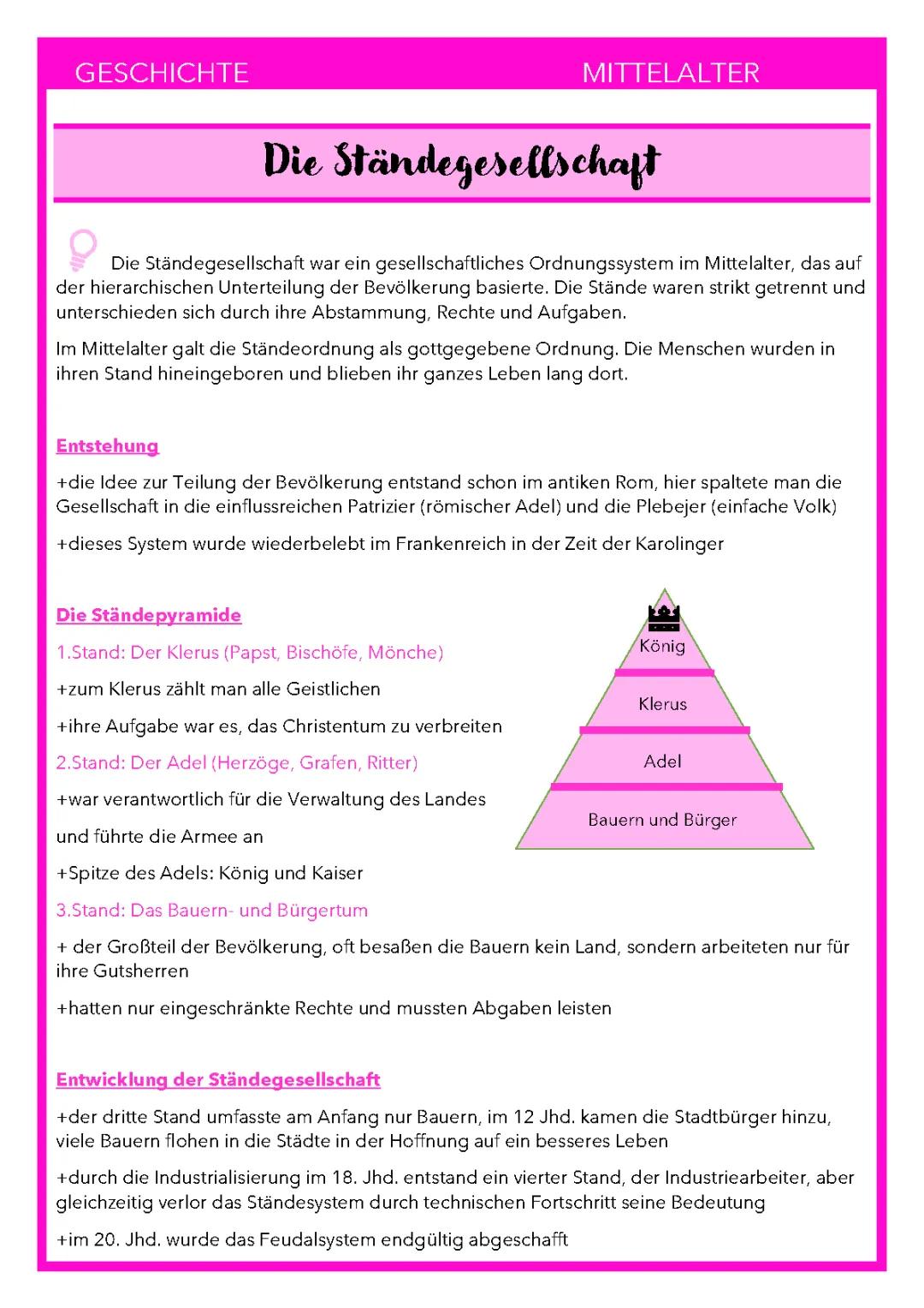 Ständegesellschaft im Mittelalter