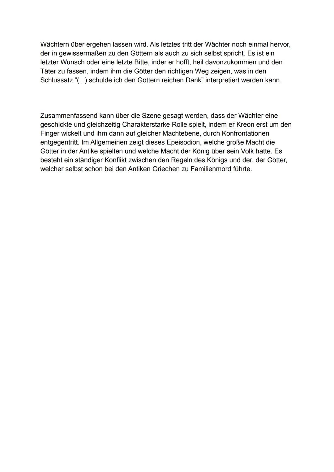 Antigone - Dialoganalyse Wächterszene
Das im Jahre 442 erstmals aufgeführte Drama „Antigone“, welches in Versform
verfasst und von Sophokles