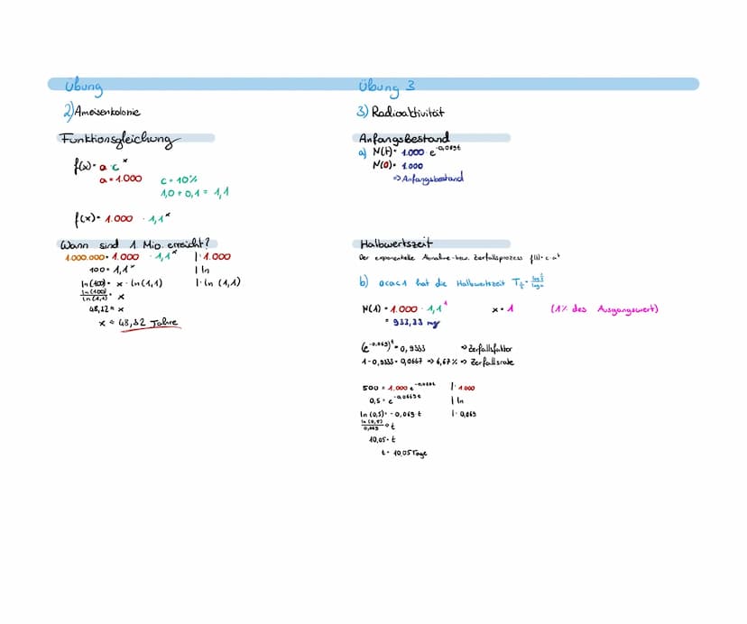 Logarithmusgesetze
log (x. y) = log (x) + log(y)
2 log (4) = log (x) -log(y)
) log (xª) = a · Log (x)
log (√x). â log(x)
f(x)=e* D=R IW-R"
U
